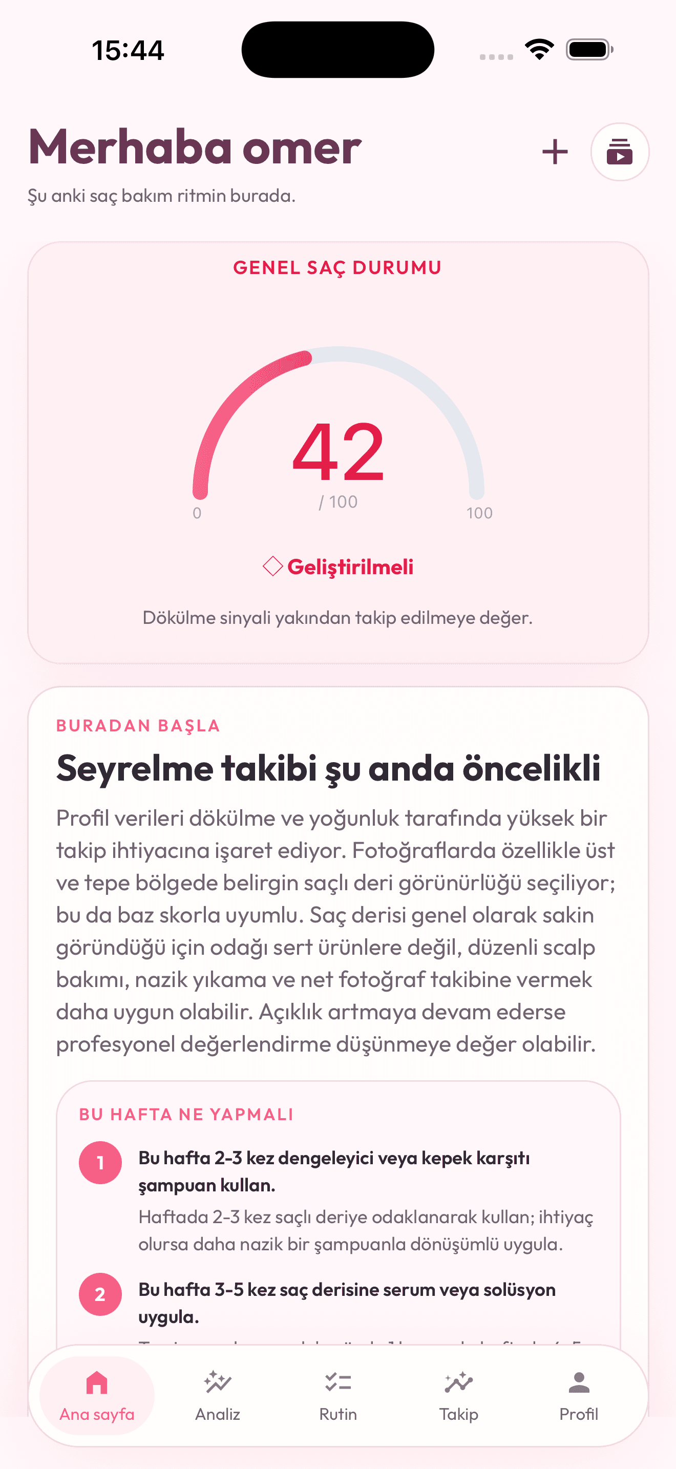 Hair Coach uygulama ekranı önizlemesi